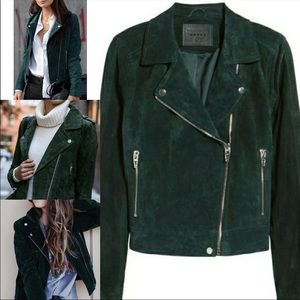 BlankNYC Suede Moto Jacket Dark Green SIZE M